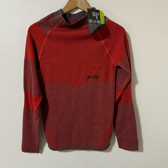 CEP Ski Touring Base Shirt Red Wool Cashmere Blend Long Sleeve Base Layer NWT-L - Picture 2 of 15